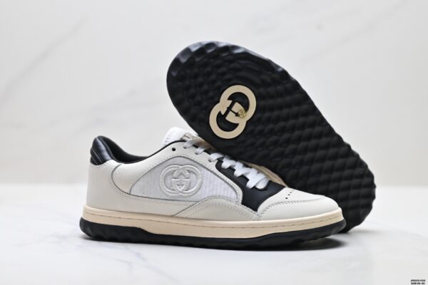 Gucci MAC8 White & Black Sneaker with Interlocking G Logo & Two-Tone Sole