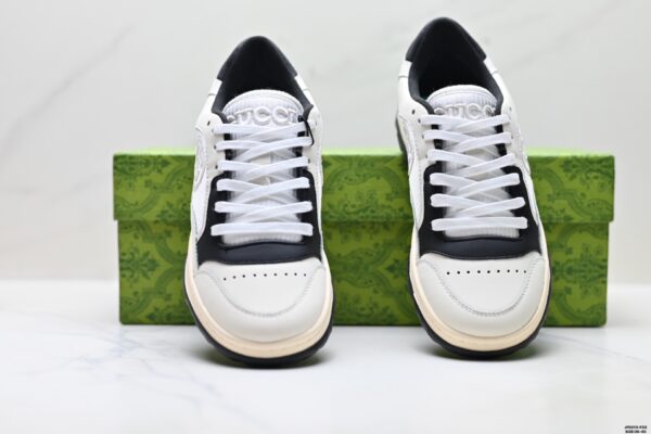Gucci MAC8 White & Black Sneaker with Interlocking G Logo & Two-Tone Sole