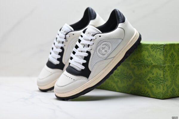 Gucci MAC8 White & Black Sneaker with Interlocking G Logo & Two-Tone Sole