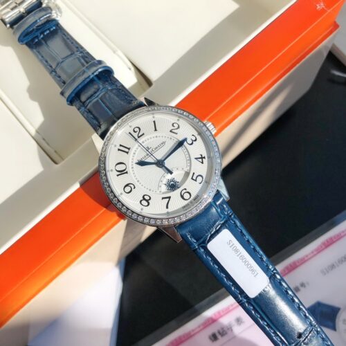 sy_no_05EC8BF084DB2695FFBEC794315928FA_0 Jaeger LeCoultre Date Series Automatic Mechanical Movement with Diamond Inlaid Day and Night Display Women's Watch Swiss Watch 34mm White Dial Stainless Steel Case Crocodile Leather Strap
