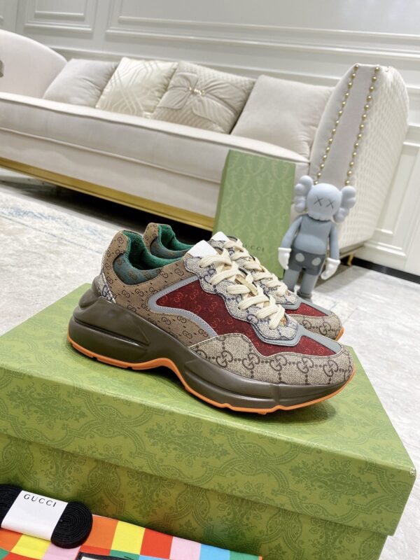 Gucci Rhyton GG Canvas Sneaker in Multi-Color with Red & Green Accents