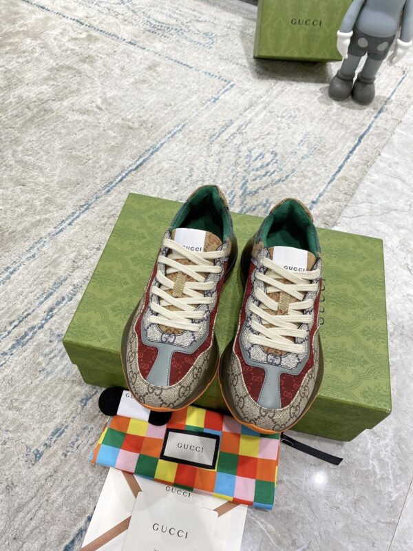 Gucci Rhyton GG Canvas Sneaker in Multi-Color with Red & Green Accents