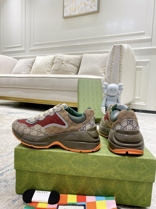 Gucci Rhyton GG Canvas Sneaker in Multi-Color with Red & Green Accents