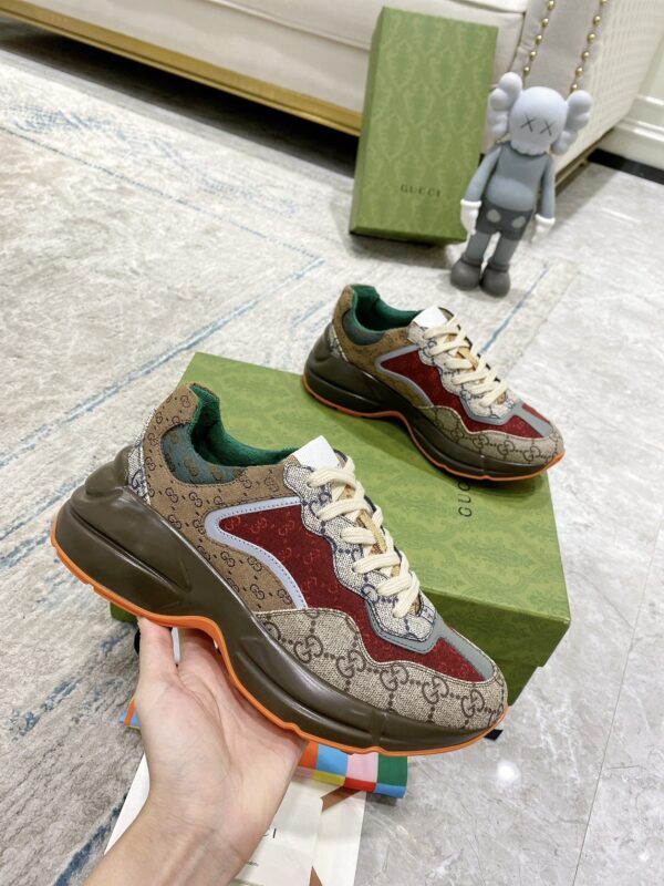 Gucci Rhyton GG Canvas Sneaker in Multi-Color with Red & Green Accents