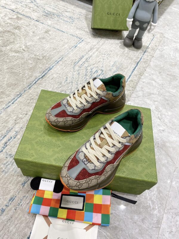 Gucci Rhyton GG Canvas Sneaker in Multi-Color with Red & Green Accents