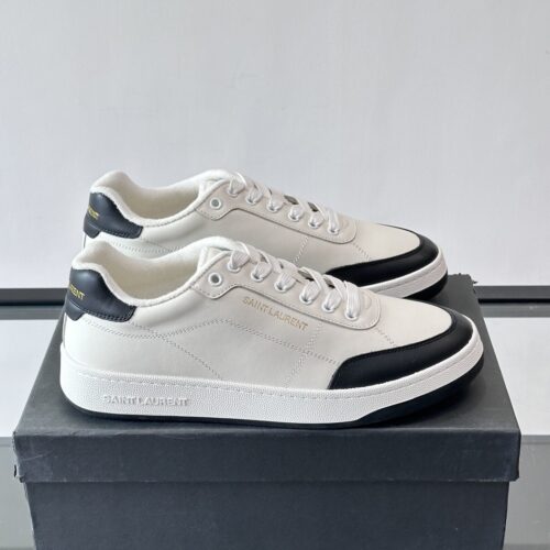 sy_no_07D303723B31F32AA872A2FF0F1CF9D6_0 Saint Laurent White-Black Leather Low-Top Sneaker