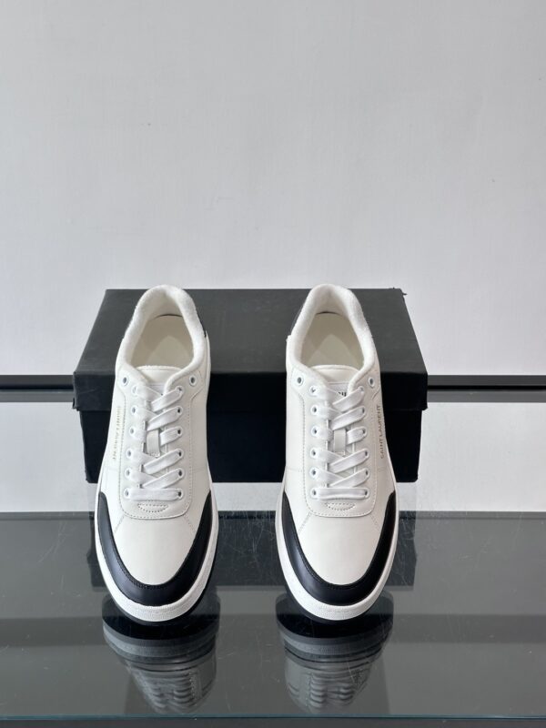 sy_no_07D303723B31F32AA872A2FF0F1CF9D6_5 Saint Laurent White-Black Leather Low-Top Sneaker