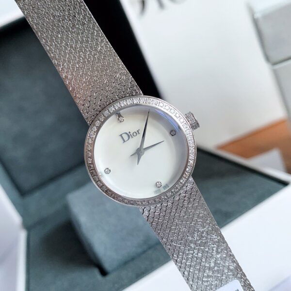 DIOR watch quartz movement metal strap 25mm mother of pearl dial women's watch 30 meter waterproof