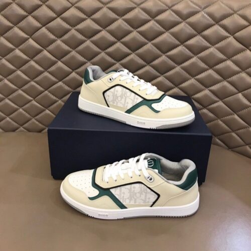Dior Cream-White Green Leather Low-Top Sneaker