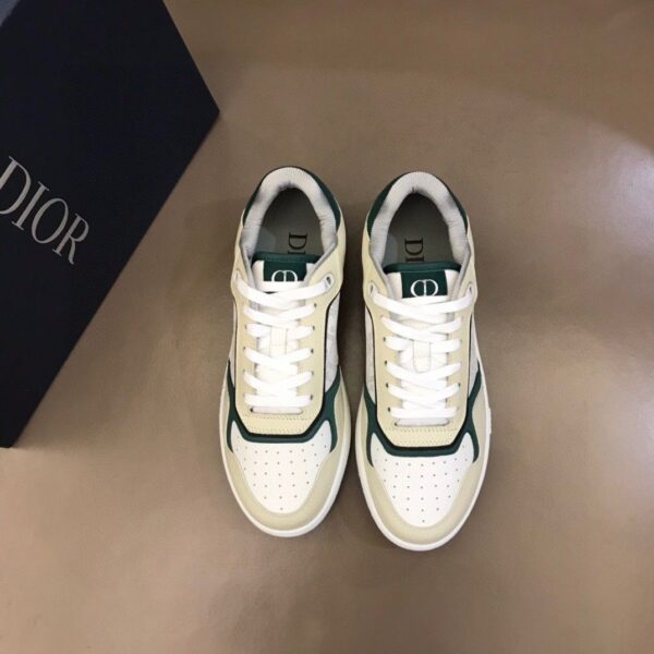 Dior Cream-White Green Leather Low-Top Sneaker