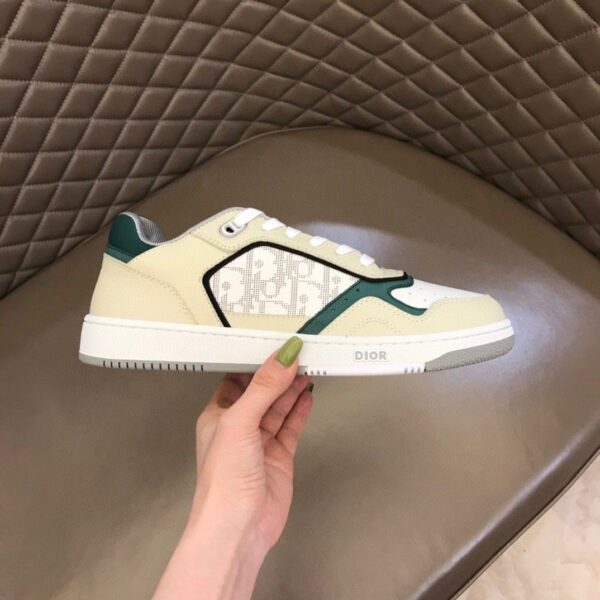 Dior Cream-White Green Leather Low-Top Sneaker