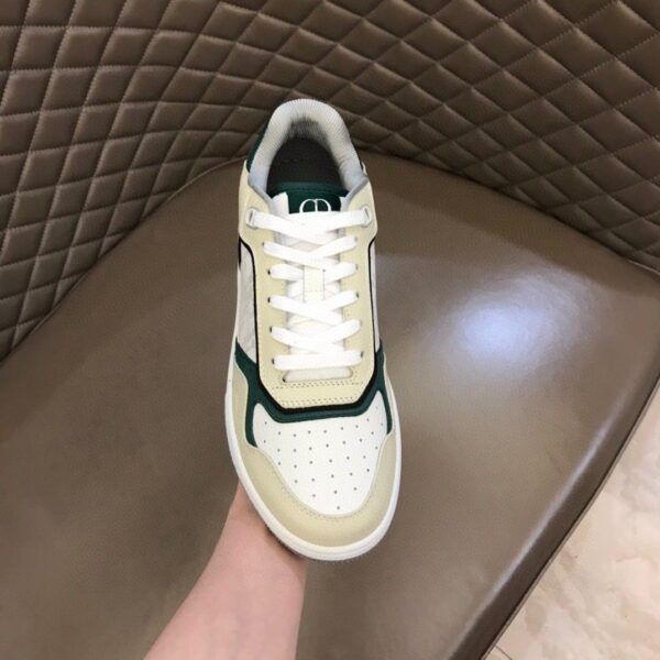 Dior Cream-White Green Leather Low-Top Sneaker