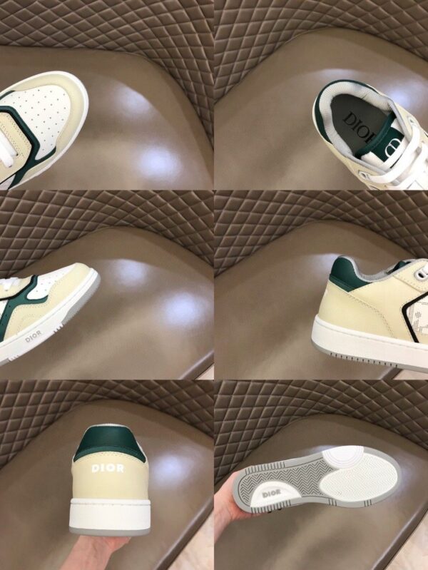 Dior Cream-White Green Leather Low-Top Sneaker