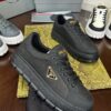 Prada Black Mesh Gold-Trim Triangle Tread Platform Sneaker