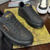Prada Black Mesh Gold-Trim Triangle Tread Platform Sneaker