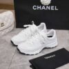 Chanel All-White Leather and Suede Low-Top Sneaker with Tonal CC Logo