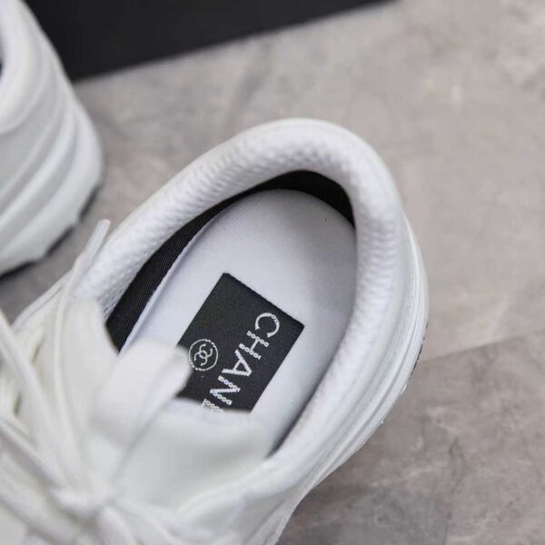 Chanel All-White Leather and Suede Low-Top Sneaker with Tonal CC Logo