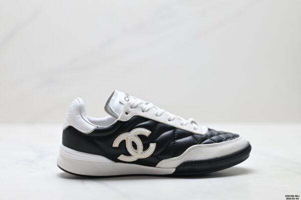 sy_no_0C950A3BD7017281AD1B51390064F5FC_0 Chanel Black and White Quilted Leather Low-Top Sneaker with Suede Cap-Toe and CC Logo