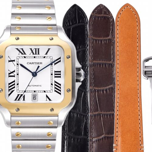 sy_no_0DD48014D0D4D432771A9DBA277E5C5B_0 Cartier Cartier Santos mechanical quartz watch, gold and stainless steel replaceable dual strap watch