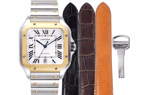 Cartier Cartier Santos mechanical quartz watch, gold and stainless steel replaceable dual strap watch