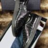 sy_no_0F396EE2C87DB84394A122648BF048D6_2 Prada Black Glossy Croc-Embossed Leather Low-Top Sneaker