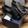 sy_no_0F396EE2C87DB84394A122648BF048D6_3 Prada Black Glossy Croc-Embossed Leather Low-Top Sneaker