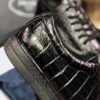 sy_no_0F396EE2C87DB84394A122648BF048D6_8 Prada Black Glossy Croc-Embossed Leather Low-Top Sneaker