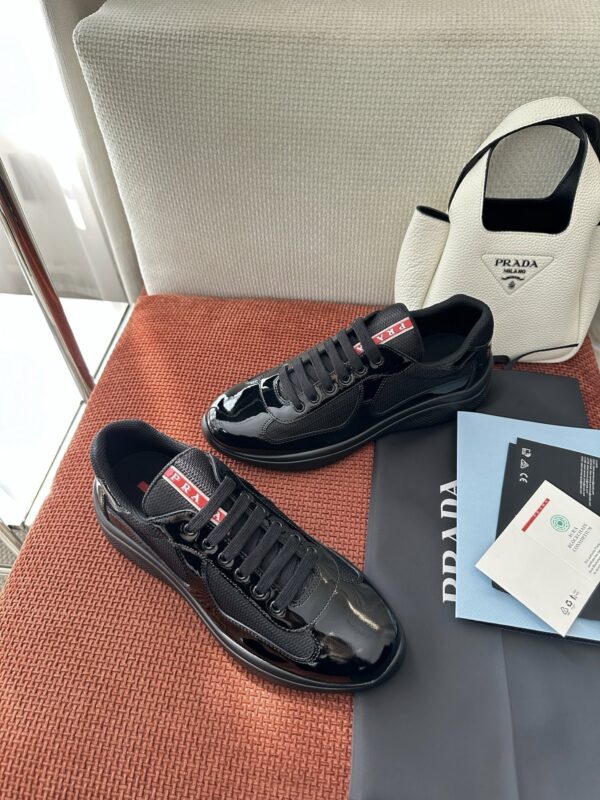 sy_no_0F83A49262B2D1F03078243D417D72E9_3 Prada Black Patent Mesh Red Label Sneaker