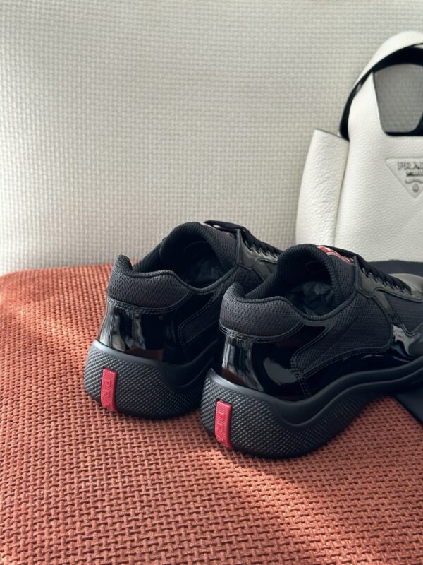 sy_no_0F83A49262B2D1F03078243D417D72E9_4 Prada Black Patent Mesh Red Label Sneaker