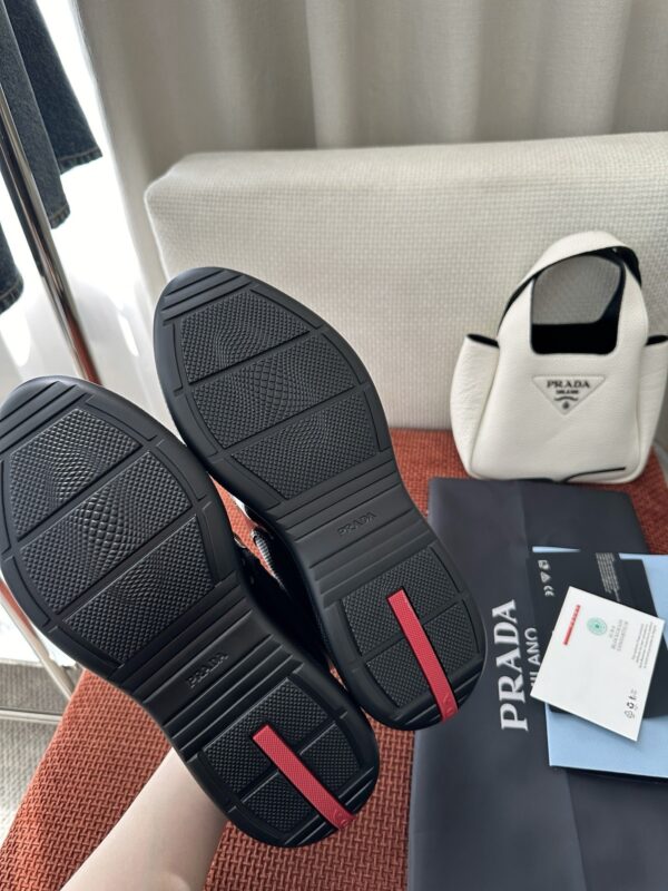 sy_no_0F83A49262B2D1F03078243D417D72E9_5 Prada Black Patent Mesh Red Label Sneaker