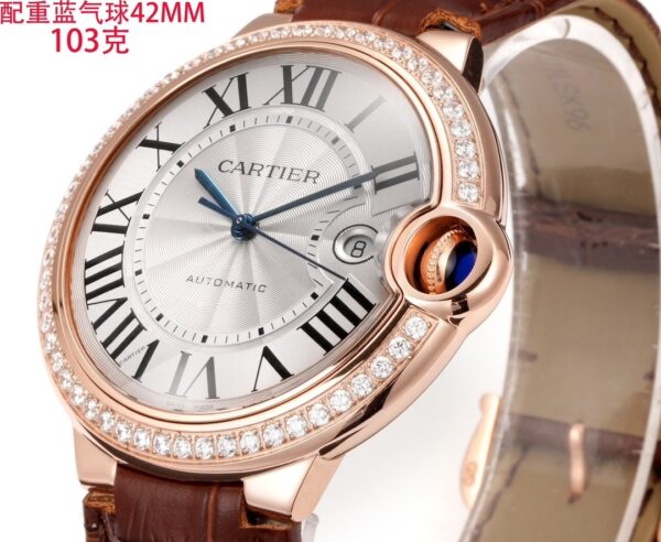 Cartier Ballon Bleu leather strap couple mechanical watch men's and women's watches