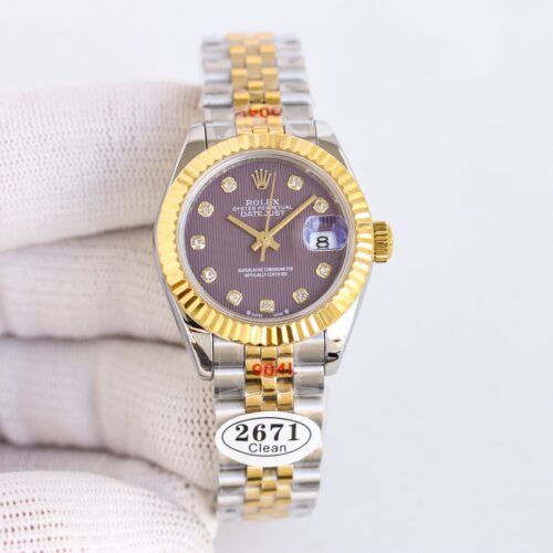 ROLEX Rolex Dog Tooth Ring Women's Diary Series Automatic Mechanical Movement 100m Waterproof Women's Date Display Diamond Time Mark Women's Watch Swiss Watch 26mm