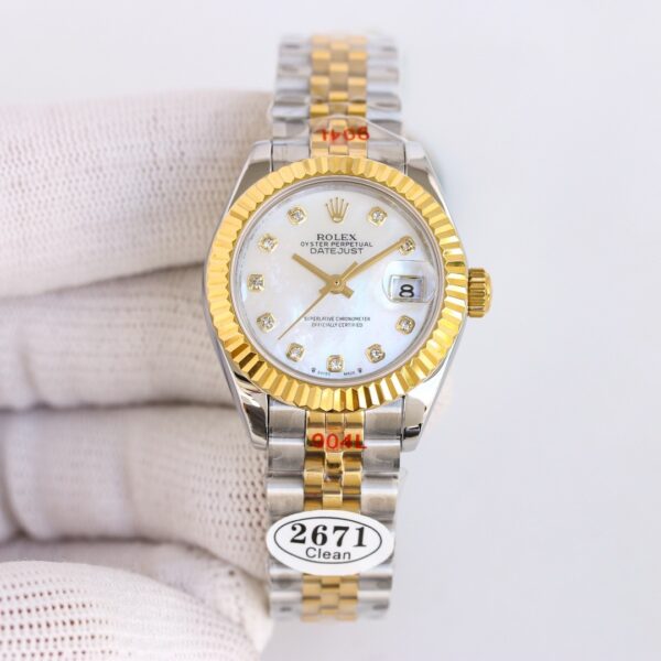 ROLEX Rolex Dog Tooth Ring Women's Diary Series Automatic Mechanical Movement 100m Waterproof Women's Date Display Diamond Time Mark Women's Watch Swiss Watch 26mm