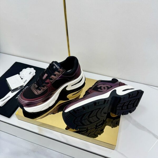 sy_no_130060669755ADF64D714FD6F0B0FCEA_6 Chanel Burgundy and Metallic Plum Chunky Sneaker with Black Mesh and CC Logo