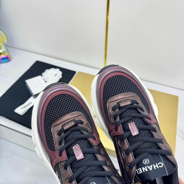 sy_no_130060669755ADF64D714FD6F0B0FCEA_8 Chanel Burgundy and Metallic Plum Chunky Sneaker with Black Mesh and CC Logo