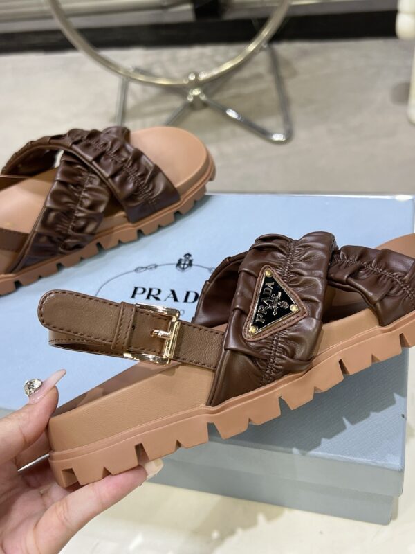 sy_no_134E0DE900F68A63FF12289C949D070D_4 Prada Tan Ruched Cross-Strap Platform Sandal