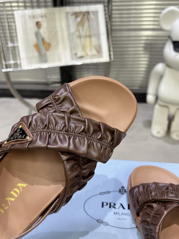sy_no_134E0DE900F68A63FF12289C949D070D_5 Prada Tan Ruched Cross-Strap Platform Sandal