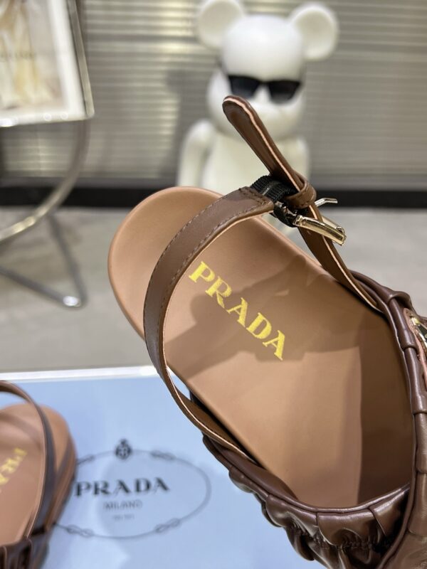 sy_no_134E0DE900F68A63FF12289C949D070D_7 Prada Tan Ruched Cross-Strap Platform Sandal
