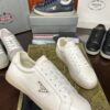 sy_no_136711FF87369E866713A53F55BA6C5C_1 Prada Off-White Leather Metal-Triangle Vulcanized-Sole Sneaker