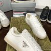 sy_no_136711FF87369E866713A53F55BA6C5C_3 Prada Off-White Leather Metal-Triangle Vulcanized-Sole Sneaker