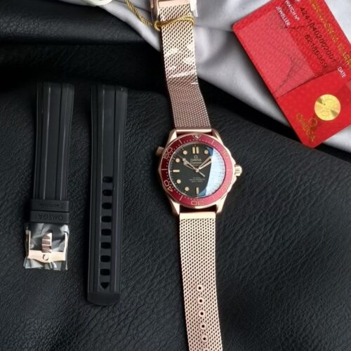 sy_no_13E8CEA64120B12EFA7879CCB452FA82_0 Omega Seamaster Automatic Mechanical Movement Men's Watch Swiss Watch Black Dial Bronze Gold Strap