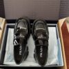 Prada Black Patent Silver Triangle Chunky Loafer