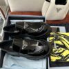 Prada Black Patent Silver Triangle Chunky Loafer