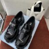 Prada Black Patent Silver Triangle Chunky Loafer