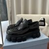 Prada Black Patent Silver Triangle Chunky Loafer
