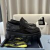 Prada Black Patent Silver Triangle Chunky Loafer