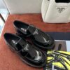 Prada Black Patent Silver Triangle Chunky Loafer