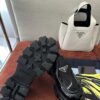 Prada Black Patent Silver Triangle Chunky Loafer
