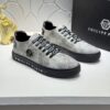 Philipp Plein Silver-Grey Crystal Hexagon-Logo Low-Top Sneaker