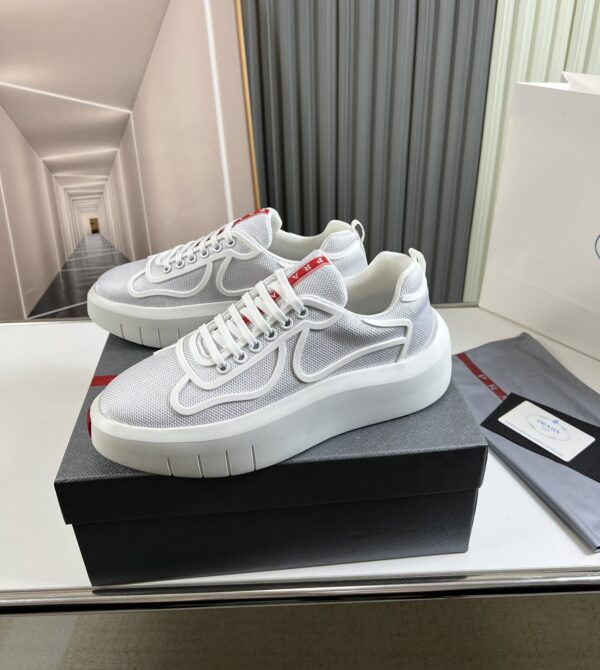 sy_no_167D85C02AE4165360BFAD2A00B7572D_5 Prada White Mesh Chunky Platform Sneaker